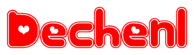 The image displays the word Dechenl written in a stylized red font with hearts inside the letters.