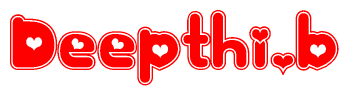 The image displays the word Deepthib written in a stylized red font with hearts inside the letters.