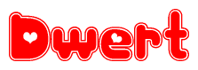The image displays the word Dwert written in a stylized red font with hearts inside the letters.