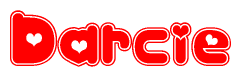 The image displays the word Darcie written in a stylized red font with hearts inside the letters.