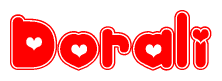 The image displays the word Dorali written in a stylized red font with hearts inside the letters.