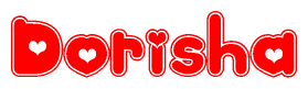 The image displays the word Dorisha written in a stylized red font with hearts inside the letters.
