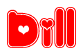 The image displays the word Dill written in a stylized red font with hearts inside the letters.