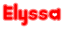 The image displays the word Elyssa written in a stylized red font with hearts inside the letters.