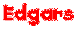 The image displays the word Edgars written in a stylized red font with hearts inside the letters.