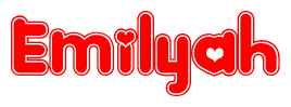 The image displays the word Emilyah written in a stylized red font with hearts inside the letters.
