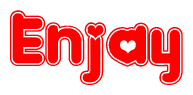 The image is a clipart featuring the word Enjay written in a stylized font with a heart shape replacing inserted into the center of each letter. The color scheme of the text and hearts is red with a light outline.