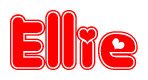 The image displays the word Ellie written in a stylized red font with hearts inside the letters.
