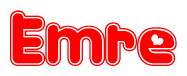   The image displays the word Emre written in a stylized red font with hearts inside the letters. 