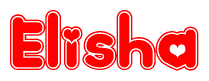   The image is a clipart featuring the word Elisha written in a stylized font with a heart shape replacing inserted into the center of each letter. The color scheme of the text and hearts is red with a light outline. 