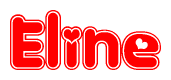 The image is a clipart featuring the word Eline written in a stylized font with a heart shape replacing inserted into the center of each letter. The color scheme of the text and hearts is red with a light outline.