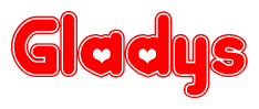 The image displays the word Gladys written in a stylized red font with hearts inside the letters.