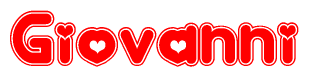 The image displays the word Giovanni written in a stylized red font with hearts inside the letters.