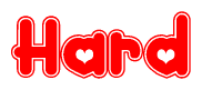 The image displays the word Hard written in a stylized red font with hearts inside the letters.
