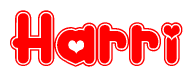 The image displays the word Harri written in a stylized red font with hearts inside the letters.