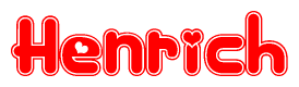 The image is a clipart featuring the word Henrich written in a stylized font with a heart shape replacing inserted into the center of each letter. The color scheme of the text and hearts is red with a light outline.