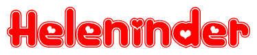 The image is a clipart featuring the word Heleninder written in a stylized font with a heart shape replacing inserted into the center of each letter. The color scheme of the text and hearts is red with a light outline.
