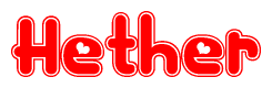 The image displays the word Hether written in a stylized red font with hearts inside the letters.