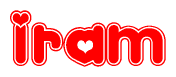 The image displays the word Iram written in a stylized red font with hearts inside the letters.