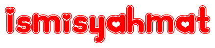 The image displays the word Ismisyahmat written in a stylized red font with hearts inside the letters.