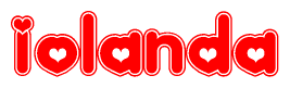 The image displays the word Iolanda written in a stylized red font with hearts inside the letters.