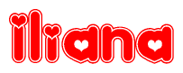The image displays the word Iliana written in a stylized red font with hearts inside the letters.