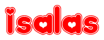 The image displays the word Isalas written in a stylized red font with hearts inside the letters.
