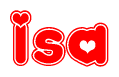 The image displays the word Isa written in a stylized red font with hearts inside the letters.