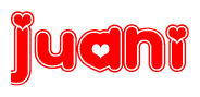 The image displays the word Juani written in a stylized red font with hearts inside the letters.