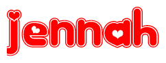 The image displays the word Jennah written in a stylized red font with hearts inside the letters.