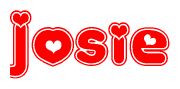 The image displays the word Josie written in a stylized red font with hearts inside the letters.