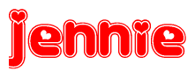 The image displays the word Jennie written in a stylized red font with hearts inside the letters.