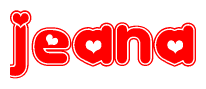 The image displays the word Jeana written in a stylized red font with hearts inside the letters.