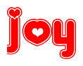 The image displays the word Joy written in a stylized red font with hearts inside the letters.