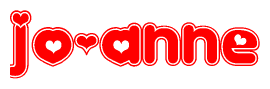 The image displays the word Jo-anne written in a stylized red font with hearts inside the letters.