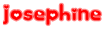 The image is a clipart featuring the word Josephine written in a stylized font with a heart shape replacing inserted into the center of each letter. The color scheme of the text and hearts is red with a light outline.