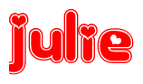 The image displays the word Julie written in a stylized red font with hearts inside the letters.