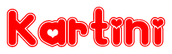 The image displays the word Kartini written in a stylized red font with hearts inside the letters.