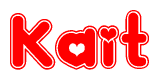 The image displays the word Kait written in a stylized red font with hearts inside the letters.