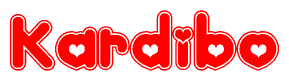 The image displays the word Kardibo written in a stylized red font with hearts inside the letters.