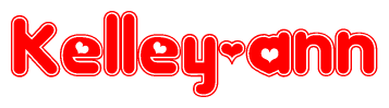 The image is a clipart featuring the word Kelley-ann written in a stylized font with a heart shape replacing inserted into the center of each letter. The color scheme of the text and hearts is red with a light outline.