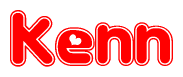 The image is a clipart featuring the word Kenn written in a stylized font with a heart shape replacing inserted into the center of each letter. The color scheme of the text and hearts is red with a light outline.