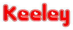 The image displays the word Keeley written in a stylized red font with hearts inside the letters.