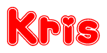 The image displays the word Kris written in a stylized red font with hearts inside the letters.