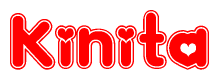 The image is a clipart featuring the word Kinita written in a stylized font with a heart shape replacing inserted into the center of each letter. The color scheme of the text and hearts is red with a light outline.