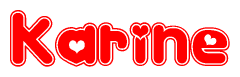 The image displays the word Karine written in a stylized red font with hearts inside the letters.