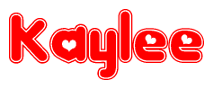 The image is a clipart featuring the word Kaylee written in a stylized font with a heart shape replacing inserted into the center of each letter. The color scheme of the text and hearts is red with a light outline.