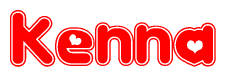   The image displays the word Kenna written in a stylized red font with hearts inside the letters. 