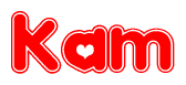 Red and White Kam Word with Heart Design