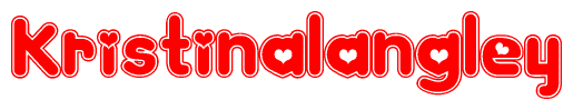 The image is a clipart featuring the word Kristinalangley written in a stylized font with a heart shape replacing inserted into the center of each letter. The color scheme of the text and hearts is red with a light outline.